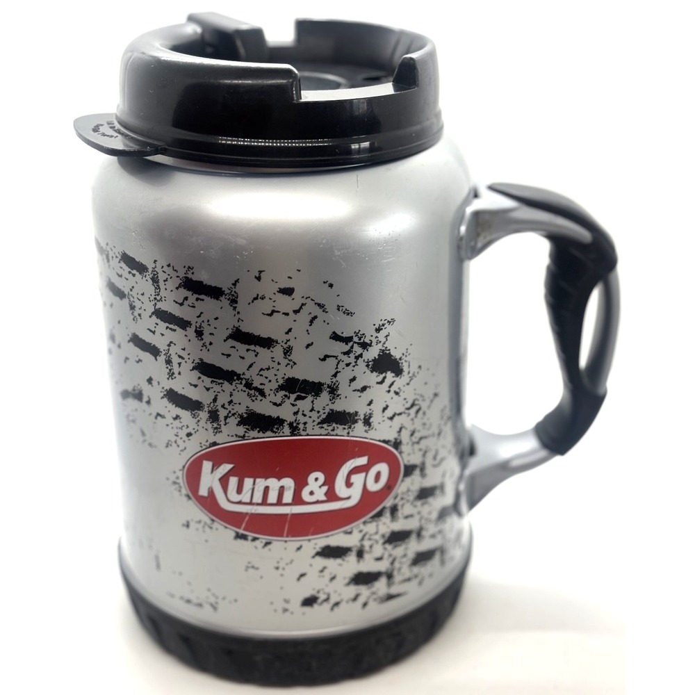 Kum & Go Insulated Travel Mug Handled Cup Tire Tread Whirley Drink Works 64 oz